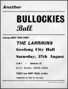 Leaflet from The Larrikins tour